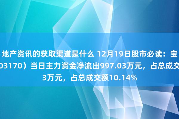 地产资讯的获取渠道是什么 12月19日股市必读：宝立食物（603170）当日主力资金净流出997.03万元，占总成交额10.14%