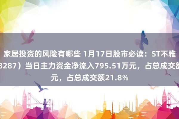 家居投资的风险有哪些 1月17日股市必读：ST不雅典（688287）当日主力资金净流入795.51万元，占总成交额21.8%