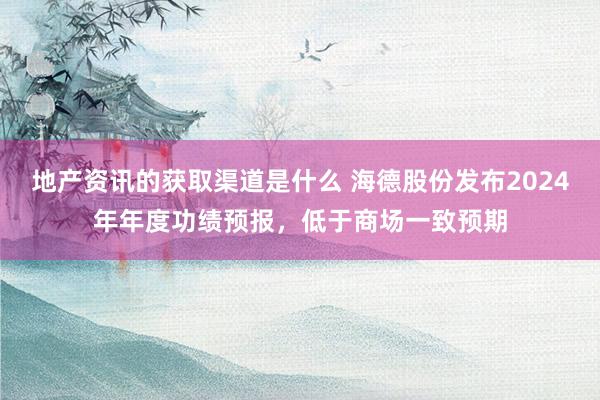 地产资讯的获取渠道是什么 海德股份发布2024年年度功绩预报，低于商场一致预期