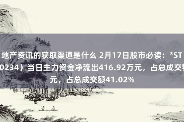 地产资讯的获取渠道是什么 2月17日股市必读：*ST科新（600234）当日主力资金净流出416.92万元，占总成交额41.02%