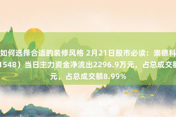 如何选择合适的装修风格 2月21日股市必读：崇德科技（301548）当日主力资金净流出2296.9万元，占总成交额8.99%